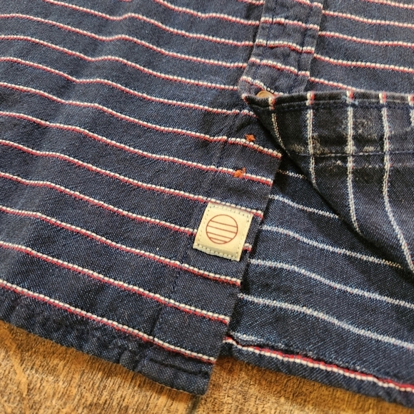 Marine Layer Shirt Mens Small Blue Red Striped Button Up Short Sleeve Cotton - Picture 4 of 9